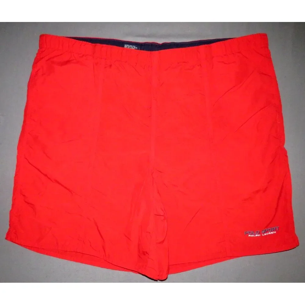 Men's Vintage Ralph Lauren POLO SPORT Red Mesh Lined‎ Swim Trunks XL